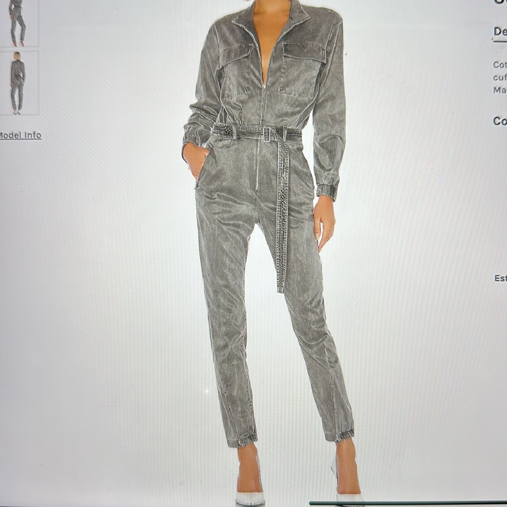 Light grey zip up cotton citizen denim romper